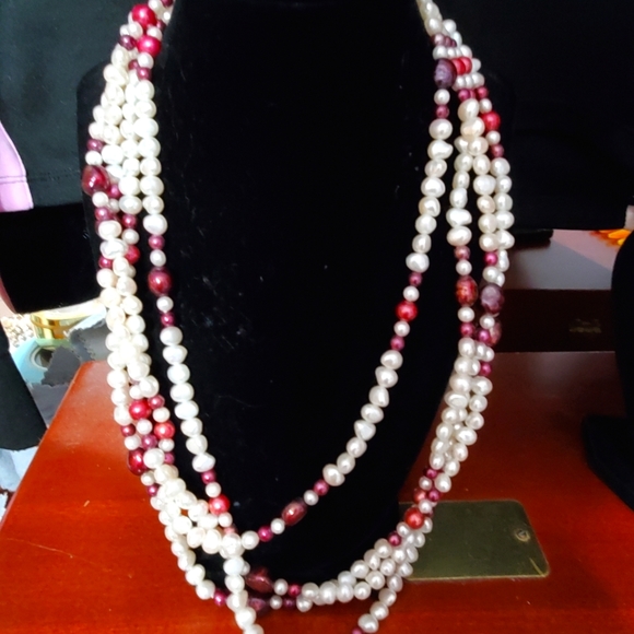 Honora | Jewelry | Honora Quadtruple Strand Of White And Cranberry ...